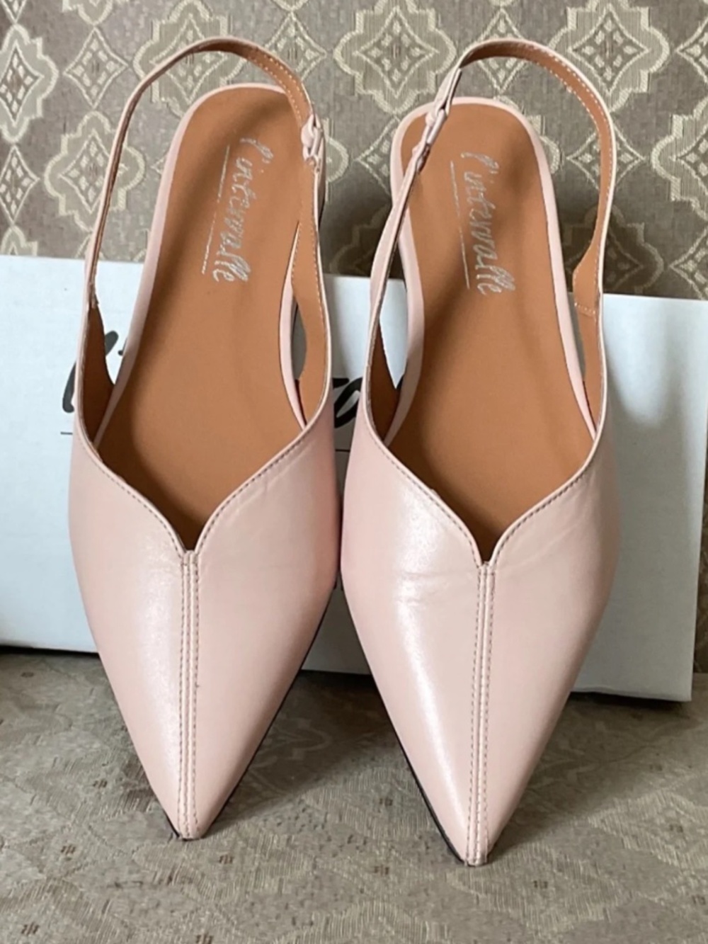 L'Intervalle Jubilant Nude Leather Sling-Back Flats - Picture 9 of 9